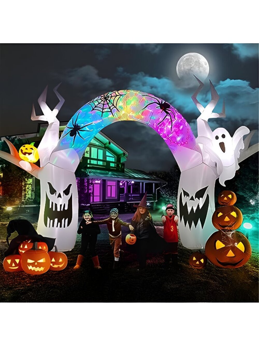 10FT Halloween Inflatable Decoration Colorful Pumpkin Ghost